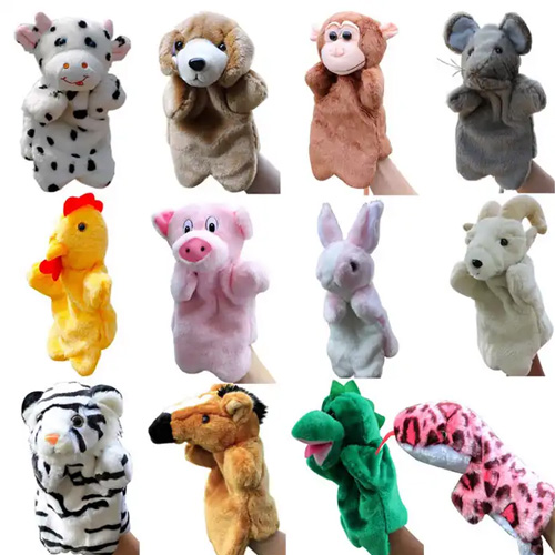 Plush Tiger Crocodile Pig Teddy Bear Reindeer Frog Monkey Fish Shark Cow Dog Kids Animals Hand Puppet Cute stuffed puppet