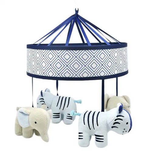 Baby bed bell music plush toy with animal crib mobile music box hanging